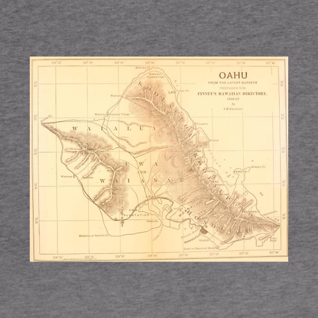 Vintage Map of Oahu Hawaii (1901) by Bravuramedia